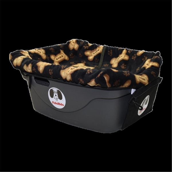 Fido Pet Products FRBLB-L Pet Car Seat - Black & Tan Bones Cover with Large Harness FRBLB-L - main